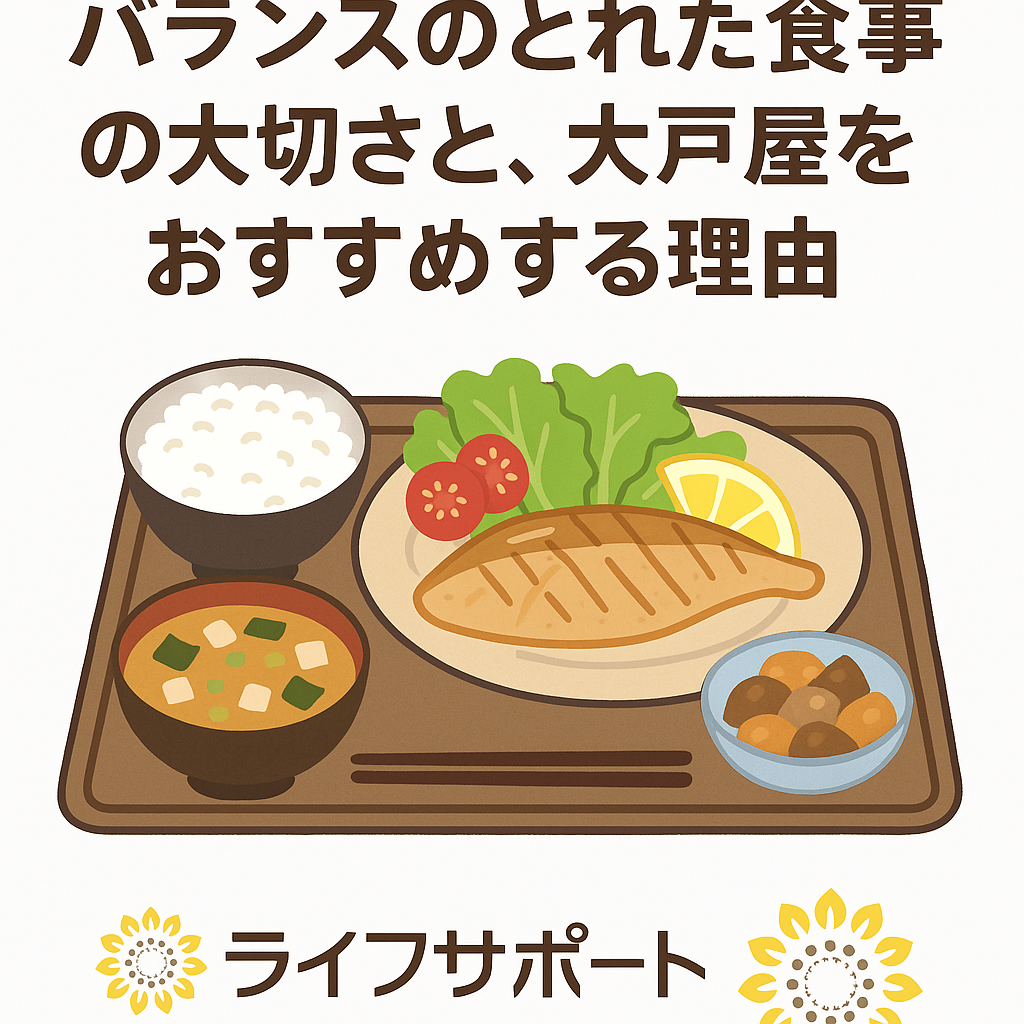 バランスのとれた食事の大切さと、大戸屋をおすすめする理由のイラスト
