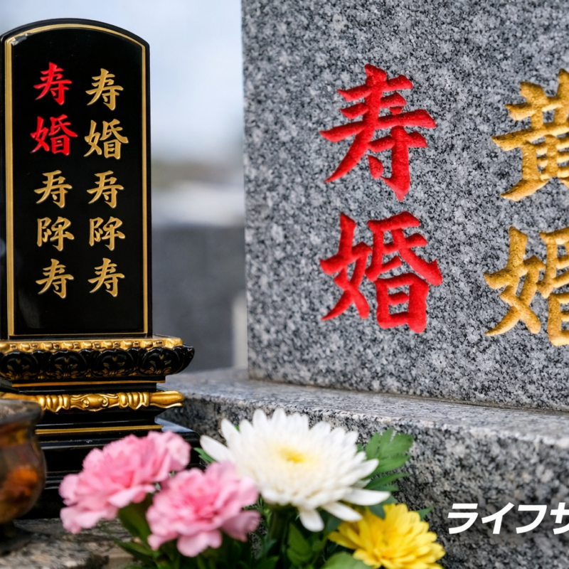 位牌や墓石の赤文字の意味を解説する供養イメージ（ライフサポート）