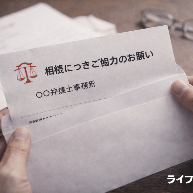 弁護士または司法書士から届いた相続人協力依頼の手紙を確認する様子のイメージ写真