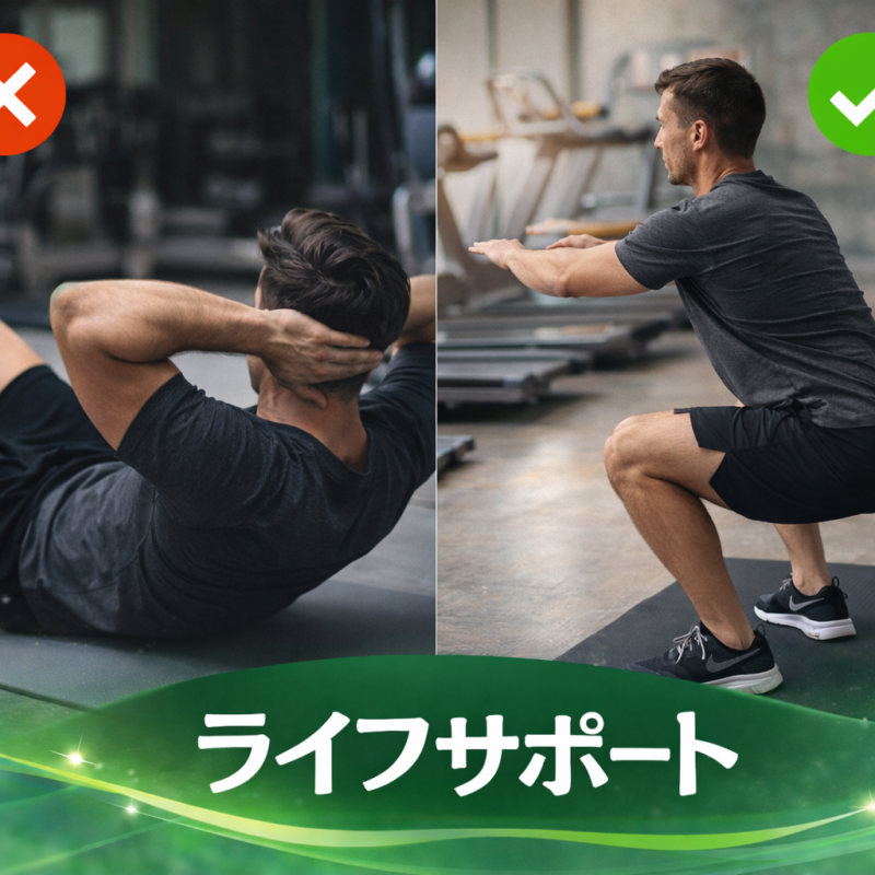 腹筋してもお腹は痩せない？スクワットなど大きい筋肉を鍛える筋トレ｜ライフサポート