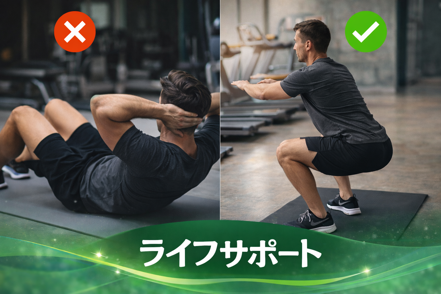 腹筋してもお腹は痩せない？スクワットなど大きい筋肉を鍛える筋トレ｜ライフサポート