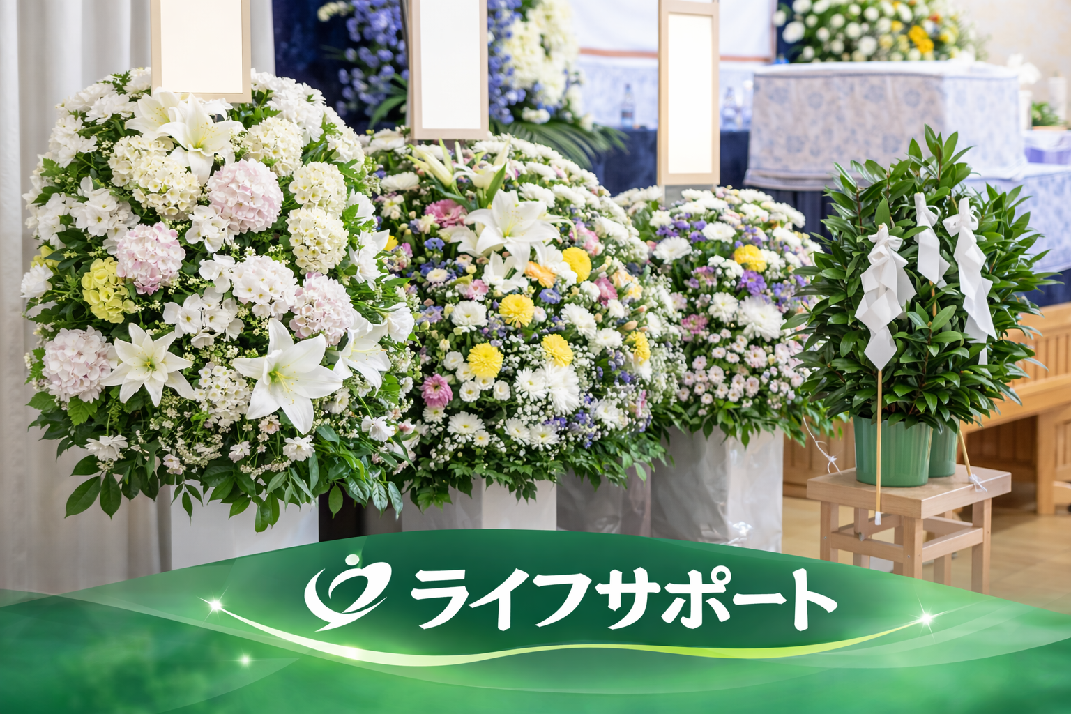 葬儀の供花の種類（洋花・和花・榊・樒）と祭壇の供花例｜ライフサポート