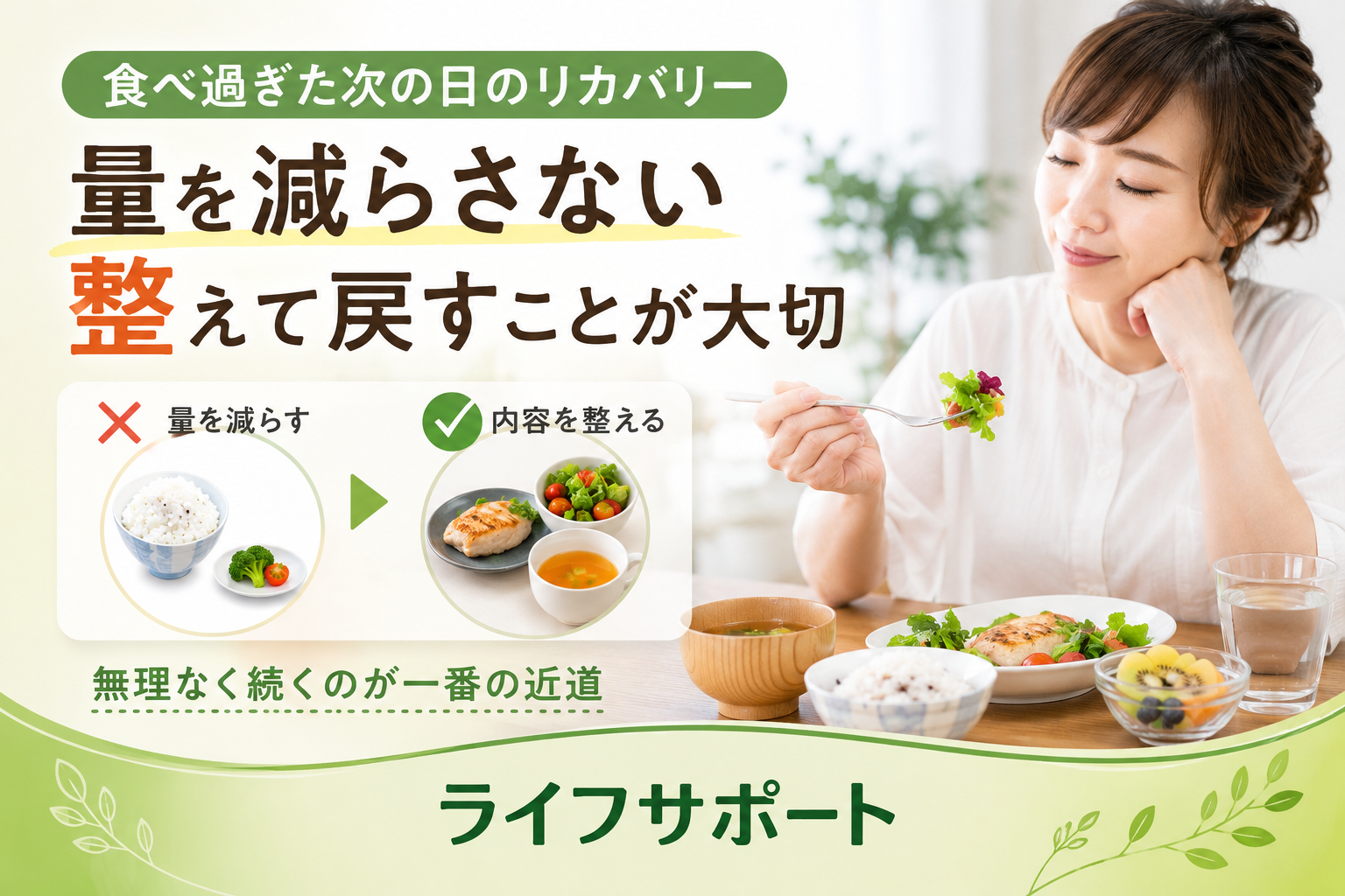 食べ過ぎた次の日のリカバリー方法と食事の整え方｜ライフサポート