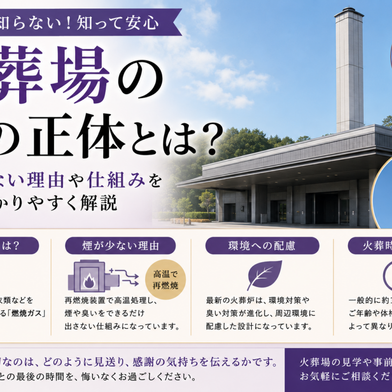 火葬場の煙の正体や煙が少ない理由をわかりやすく解説したアイキャッチ画像