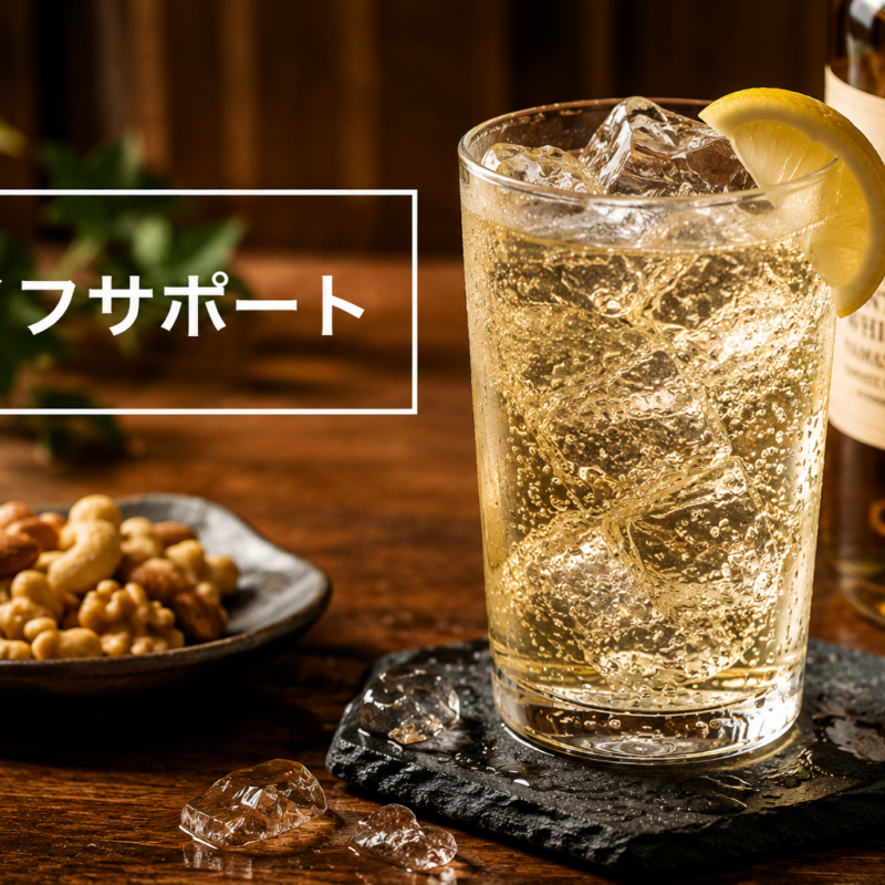 ハイボールのおいしい作り方をイメージしたウイスキーと炭酸の写真｜ライフサポート