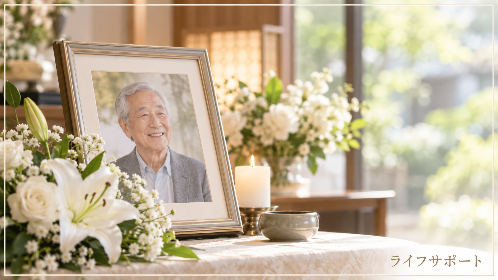 遺影写真は若い頃の写真でも大丈夫？故人らしい一枚を選ぶ遺影写真のイメージ｜ライフサポート