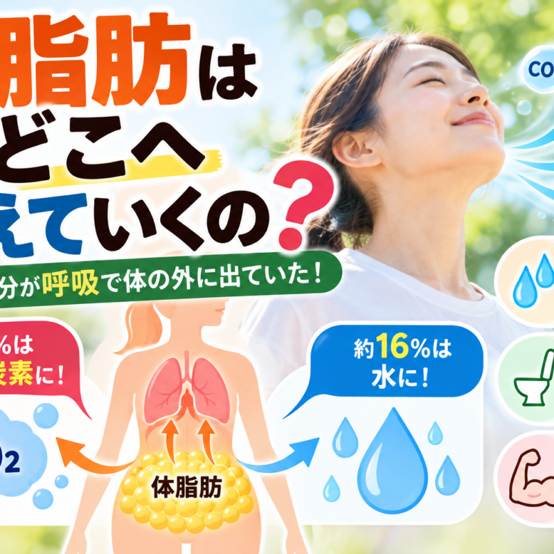 体脂肪はどこへ消えていくの？脂肪の約84％が二酸化炭素として呼吸から排出される仕組みを解説したアイキャッチ画像